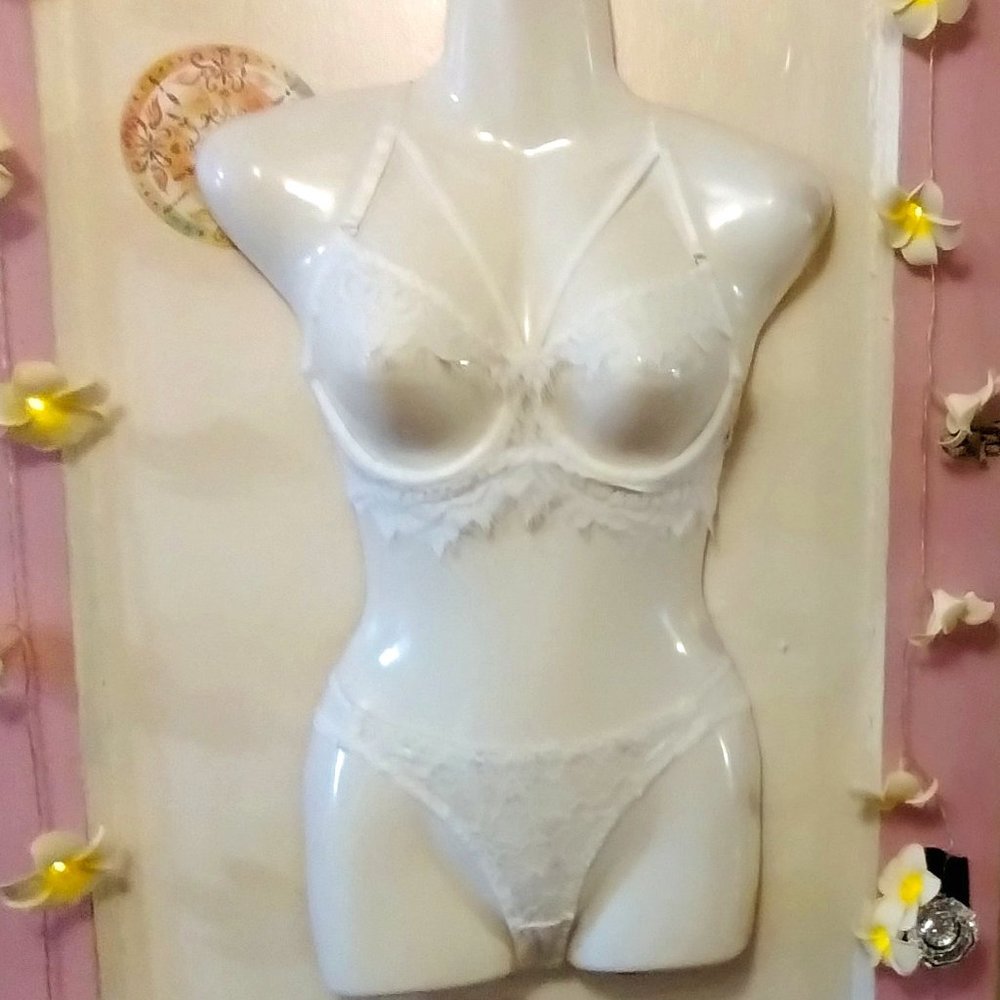 Caged Lace (S) Two Piece Peek a Boo Lingerie Set - NWOT
